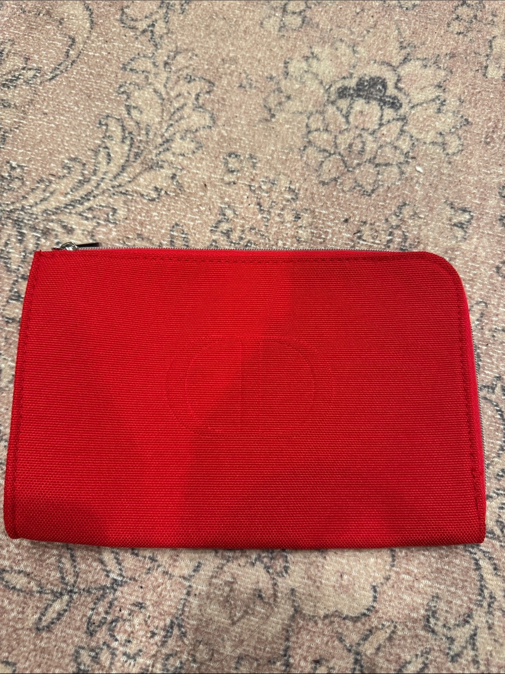 Dior Red Canvas Zip Cosmetic Case